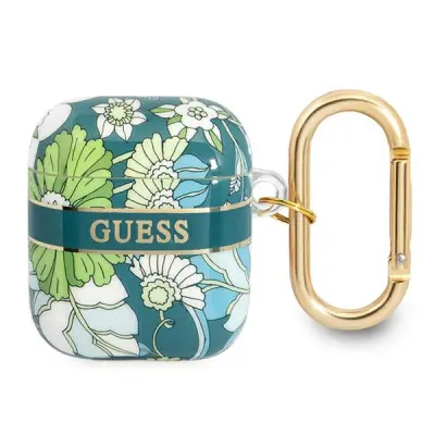 GUESS ETUI ZA AIRPODS 1 2 FLOWER STRAP ZELENA ZAŠČITA PROTI PRASKAM