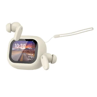 Slušalke TWS Bluetooth 5.4 z zaslonom LCD Braga ANC za zmanjševanje hrupa, Bež