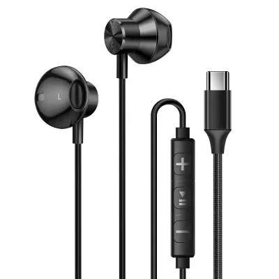 LinQ, Slušalke Intra USB-C z magnetom Glasba in prostoročno klicanje, Črna