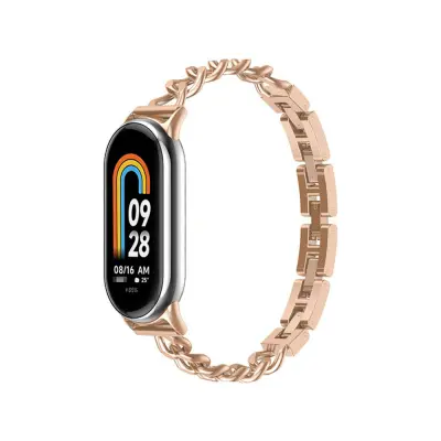 Združljiv s Xiaomi Mi Band 8/9/10 - Eleganten kovinski pašček za zapestnico PinkGold