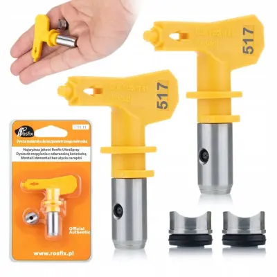 ROSFIX SET BRIZGALNA GLAVA ULTRA SPRAY 517 – 2X ŠOBA, 25 CM ŠIRINA, 0,017", ZA AKRIL IN LATEKS