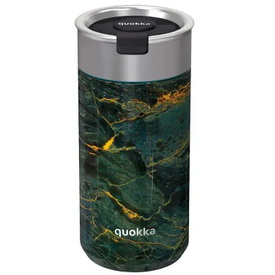 Quokka, Termo steklenica 400ml marmorirana z infuzerjem in izolacijo, model Boost, Črna / Zelena