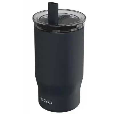 Quokka, Termo steklenica 720ml, model Mist z vgrajeno slamico, Črna