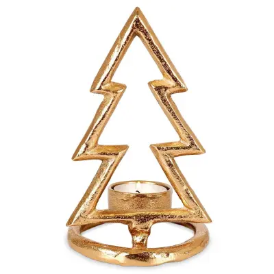 Zlati aluminijasti svečnik za božično drevo 16 cm