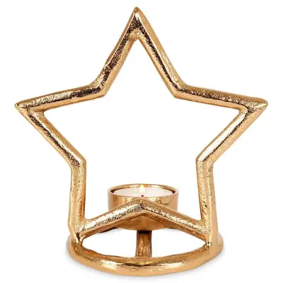 Aluminijast svečnik zlata zvezda 15,5 cm