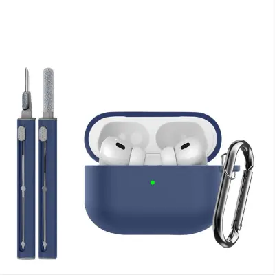 Silikonsko zaščitno ohišje (3-delni komplet) Združljivo z Apple AirPods Pro 3 DarkBlue