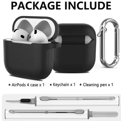 Silikonski ovitek za AirPods s čistilnim kompletom Black  AirPods 1/2