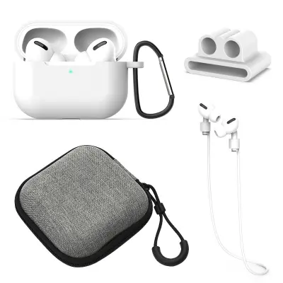 Brezžični silikonski zaščitni etui za Airpods Pro z dodatki White
