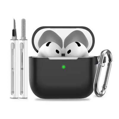 Silikonski ovitek za AirPods s čistilnim kompletom Black  AirPods 4