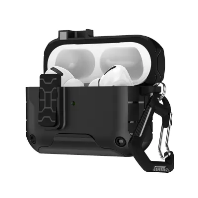 Združljivo ohišje za AirPods 4 - TPU+PC, magnetno zapiranje, podpora za brezžično polnjenje, s karabinom