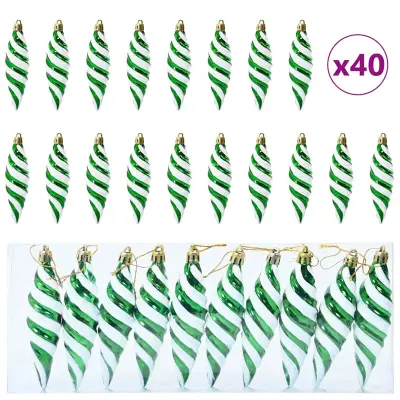 vidaXL Božična spirala oblika krogla 40 pcs Zelena
