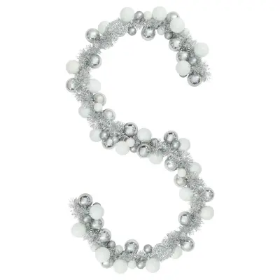 vidaXL Božična kroglica in girlanda Bela in Srebrna 186 cm Polistiren