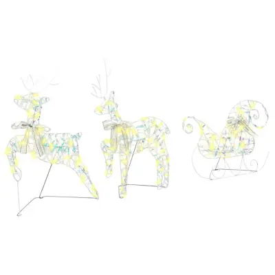 vidaXL LED jelene med 60 LED 3 pcs Toplo bela PET