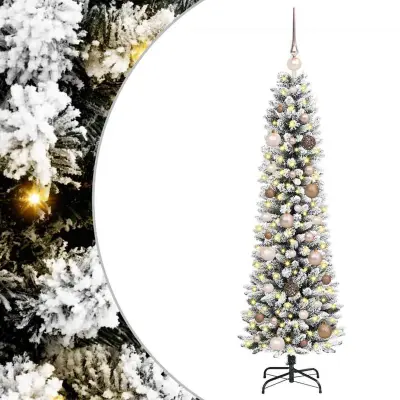 vidaXL Umestno božično drevo Bela 150 cm PVC, kovina in plastika
