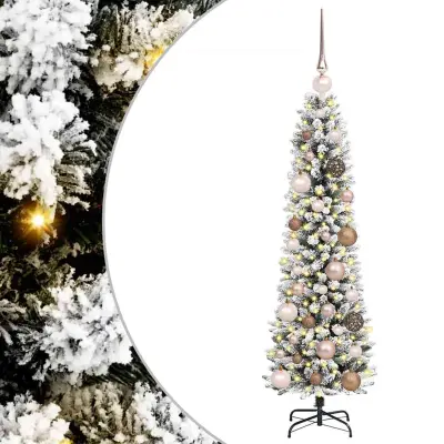 vidaXL Umestno božično drevo Bela 120 cm PVC, kovina in plastika