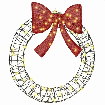 vidaXL Venec med 60 LED Toplo bela 75 cm Ratan