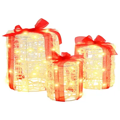 vidaXL Dekoracija Darilne Škatle 3 pcs Toplo bela 20 x 20 x 21 cm