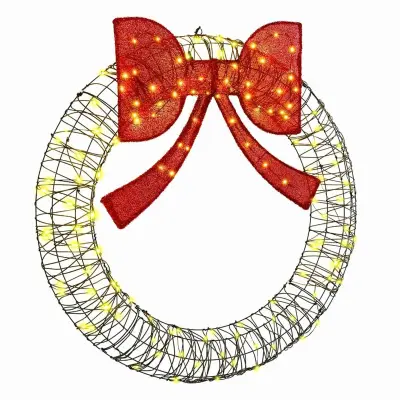 vidaXL Venec med 150 LED Toplo bela 120 cm Ratan