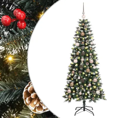 vidaXL Umestno božično drevo med 150 LED Zelena 66 x 66 x 150 cm