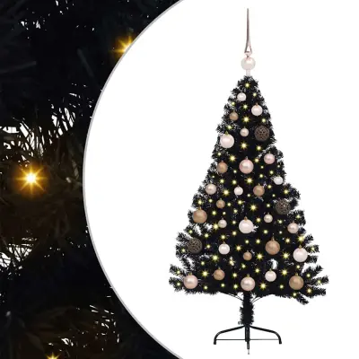vidaXL Umjetna preddekorirana božićna jelka Črna 120 cm PVC