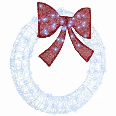 vidaXL Venec z LED lučmi Hladno bela 90 cm Akril