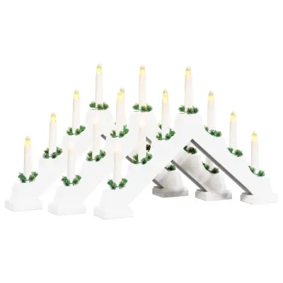 vidaXL Božični svečni most med 7 LED 3 pcs Bela 39.5 x 5 x 29 cm