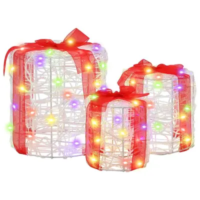 vidaXL Dekoracija Darilne Škatle 3 pcs barvito 20 x 20 x 21 cm Akril