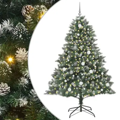 vidaXL Umestno božično drevo med 300 LED Zelena 140 x 140 x 210 cm