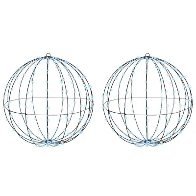 vidaXL Žogica med 384 LED 2 pcs Hladno bela 60 cm Kovina