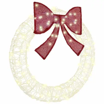 vidaXL Venec z LED lučmi Toplo bela 90 cm Akril