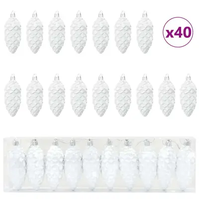 vidaXL Božična kroglica iz bora 40 pcs Bela