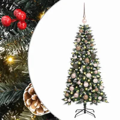 vidaXL Umestno božično drevo med 150 LED Zelena 55 x 55 x 120 cm