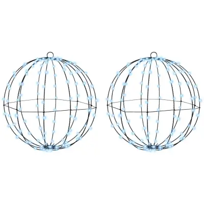 vidaXL Žogica med 192 LED 2 pcs Hladno bela 40 cm Kovina