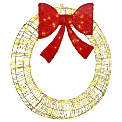 vidaXL Venec med 80 LED Toplo bela 90 cm PET