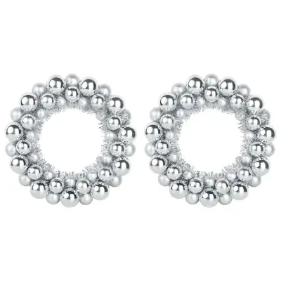 vidaXL Božični venci z kroglicami 2 pcs srebrna 33 x 33 x 7 cm