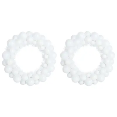 vidaXL Božični venci z kroglicami 2 pcs Bela 33 x 33 x 7 cm Polistiren