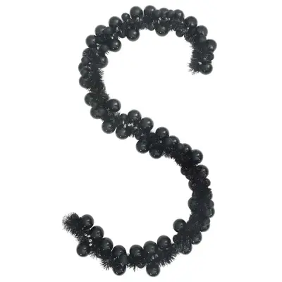 vidaXL Božična kroglica in girlanda Črna 186 cm Polistiren