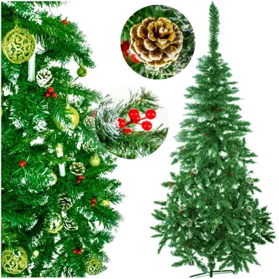 Umetno božično drevo, realistično, stojalo, drevo, 180 cm, premium, + božični okraski
