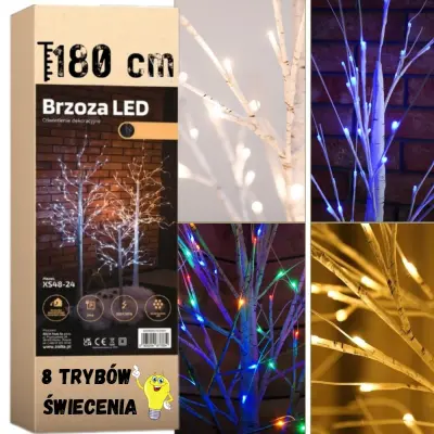 Breza 144LED lučke za drevesce diode hladne barve dekoracija 8 načinov 180 cm hladne barve