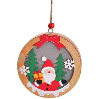 BELINE BOŽIČNA LUČKA DEDEK MRAZ LESENA OKROGLA ZA INTERIJERE ZIMSKE POČITNICE