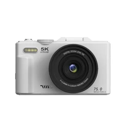5K Snemalna Mikro Enojna Kamera z Zaslonom na Dotik in 18x Zoomom White