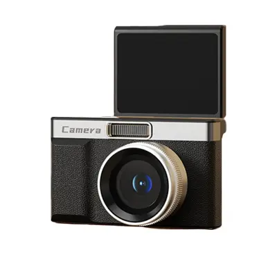 Retro digitalni fotoaparat z dvojno lečo, 5x optičnim zoomom in LCD zaslonom Black