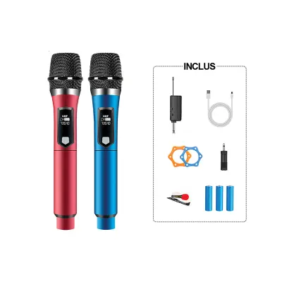 DSP 192KHz Pro brezžični mikrofoni za ojačevalnik / zvočnik LED zaslon 50m razpon, Modro / Rdeče