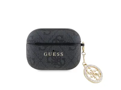 Guess, Ohišje za slušalke Airpods za Airpods Pro 4G Script z obeskom, Črna