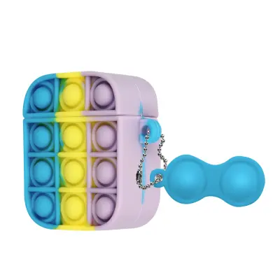 POP Airpods silikonska torbica Bubble Pop, združljiva s polnjenjem Qi - modra/rumena/vijolična