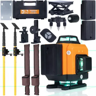 ROSFIX SET LASERSKI NIVELIR ORANGE TIGER ROT16L – 16 LINIJ, IP54, 25 M, 285–400 CM STOJALO, 3500 MAH