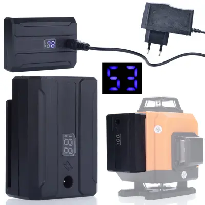 ROSFIX SET AKUMULATOR IN POLNILEC ZA LASERSKO LIBELO – 3500 MAH, ZASLON, 5V, 3.7V | 7×5×2,8 CM, LED INDIKATOR