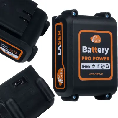 ROSFIX BATTERY PRO POWER 3600 MAH – LITIJ-IONSKA BATERIJA ZA LASERSKO LIBELO | 3.7V, USB-C 5V/1A | CE IN ROHS | ZA KRIŽNE LASERJE