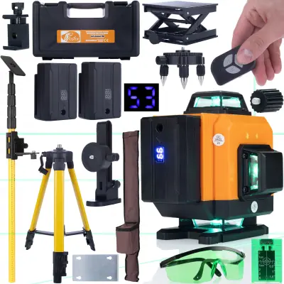 ROSFIX SET LASERSKI NIVELIR ROT16L – 16 LINIJ, 360°, IP54, 2X3500MAH, 25 M | S STATIVOM IN OČALI