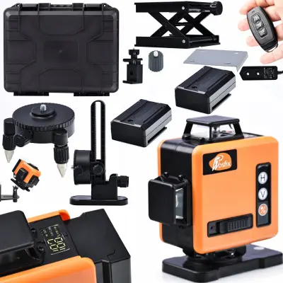 ROSFIX SET LASERSKI NIVELIR ROT16L-L – 16 LINIJ, ZELENI ŽAREK 532 NM, IP54, 25 M DOMET, 2X 3500 MAH | ZA GRADNJO IN NOTRANJA DELA